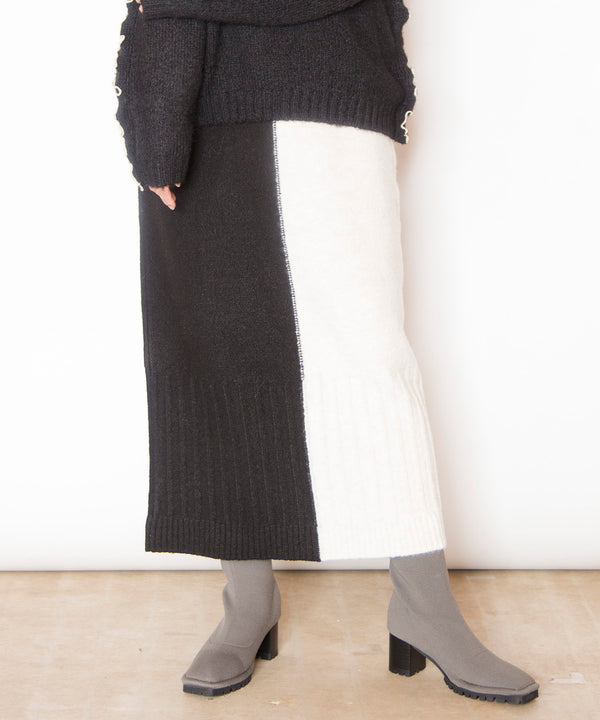 Two-tone knit skirt