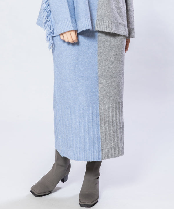 Two-tone knit skirt