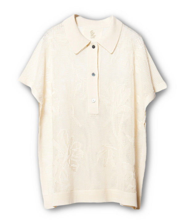 Polo Collar Jacquard Knit Pullover