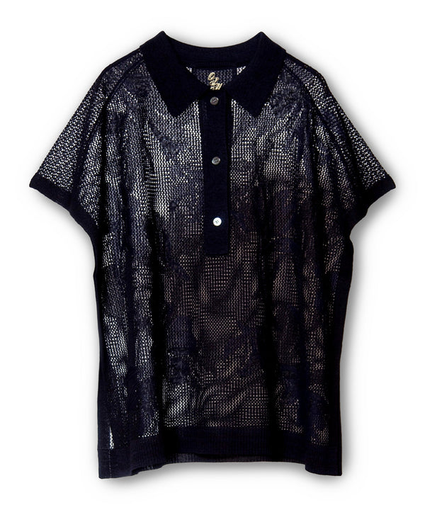 Polo Collar Jacquard Knit Pullover