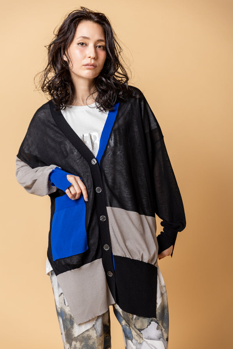 カラーブロックニットカーディガン