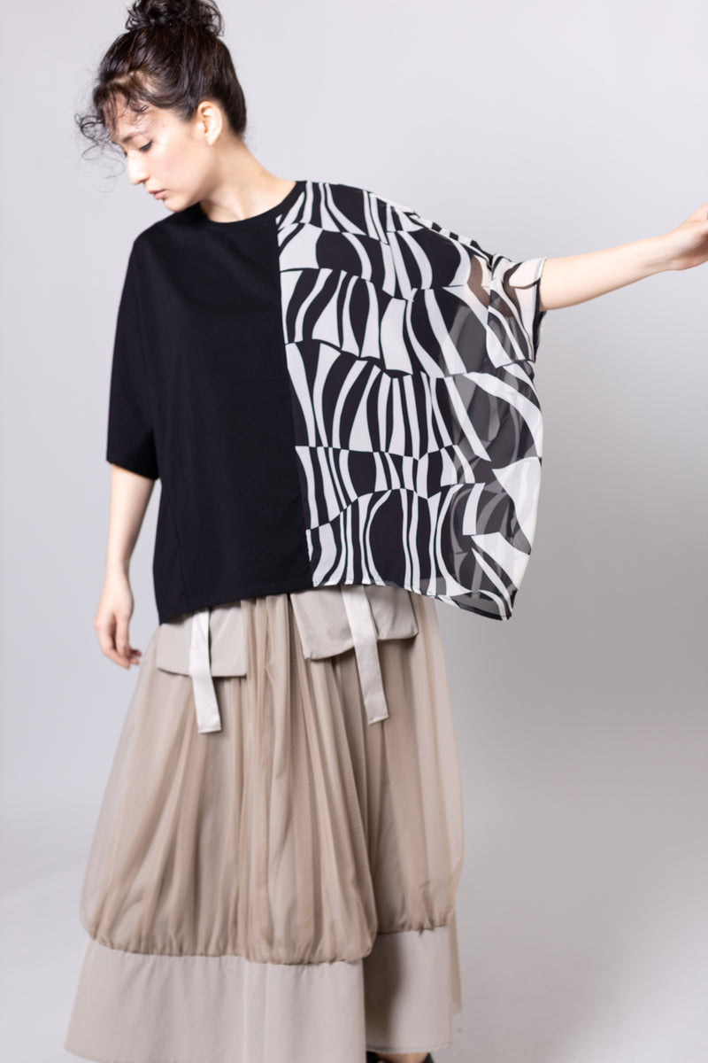 切替アシンメトリーTシャツ