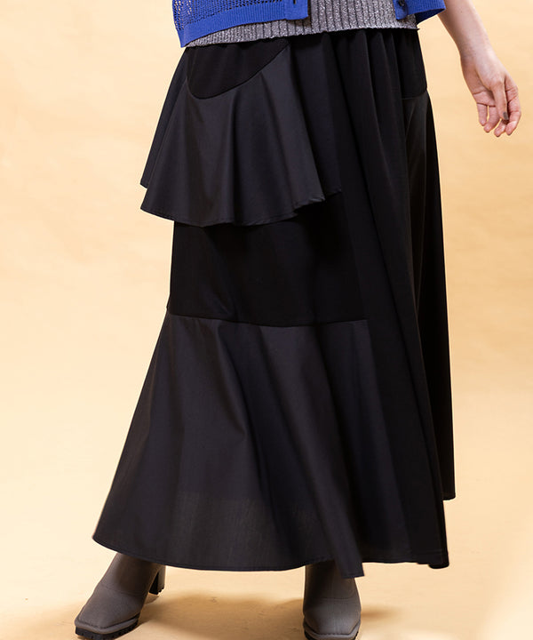Asymmetrical Switching Flare Skirt