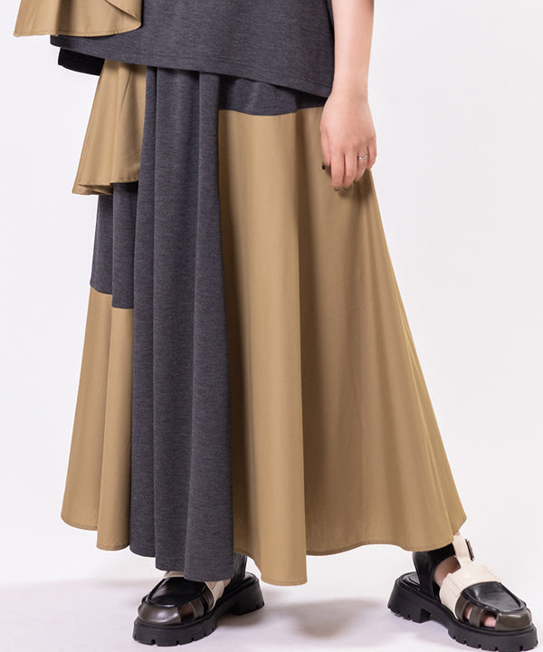 Asymmetrical Switching Flare Skirt