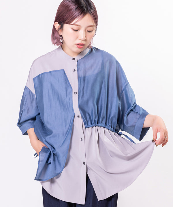 Drawstring Switching Blouse