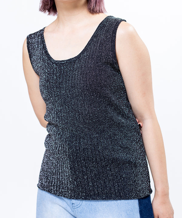 Lame Ribbed Knit Tank Top
