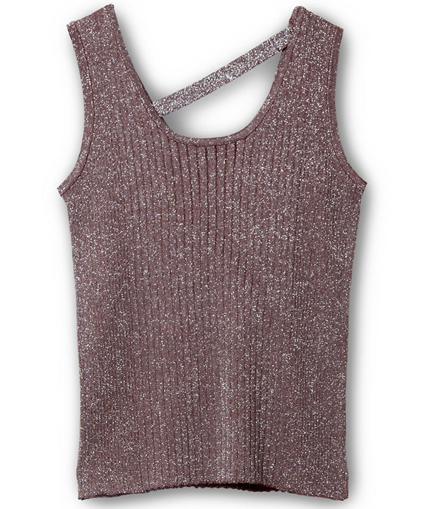 Lame Ribbed Knit Tank Top