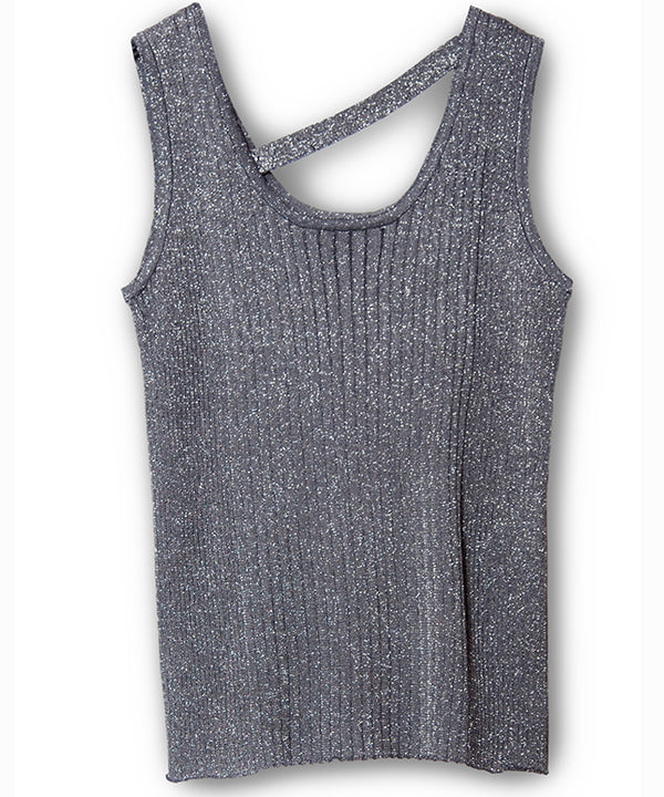 Lame Ribbed Knit Tank Top