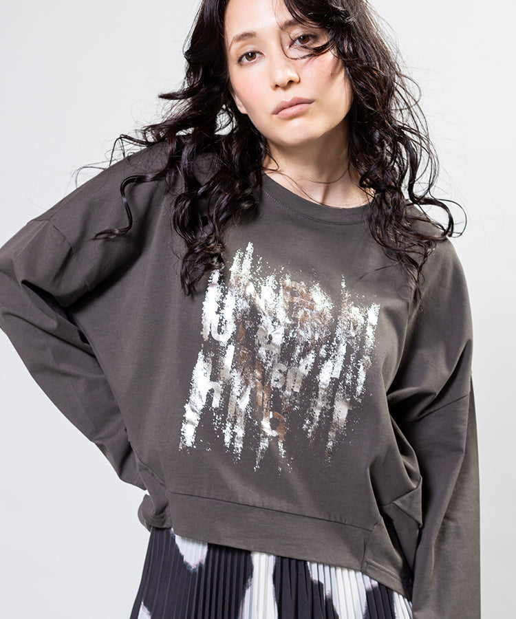 サイドタックコクーンプリントTシャツ
