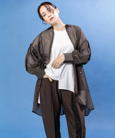 バックタックロングシアーブラウス