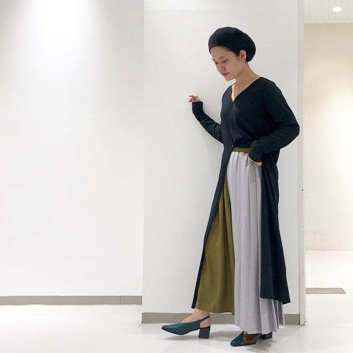 カーディガンにもなるワンピースにパンツを重ねて レイヤードワンピ風に Osmosis Loaf Osmosis オズモーシス Loaf ロフ ショップコーディネート